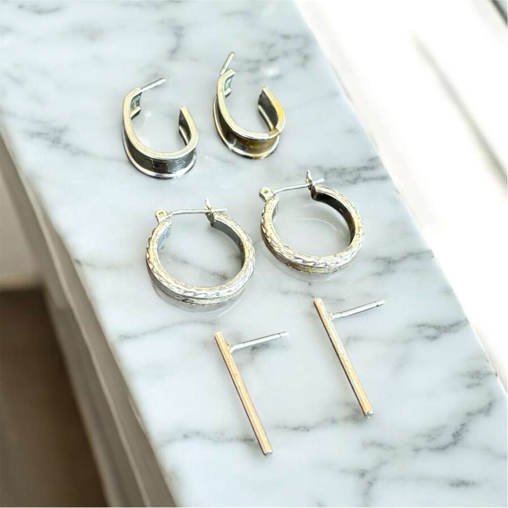 Bar Earrings & Hoop Set - 3 pack
